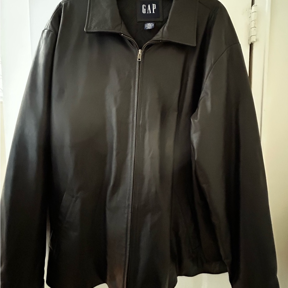 Men’s Gap Black Leather Jacket Size XL